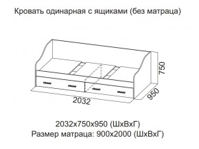 Кровать одинарная с ящиками (Без матраца 0,9*2,0) в Чёрмозе - chyormoz.магазин96.com | фото